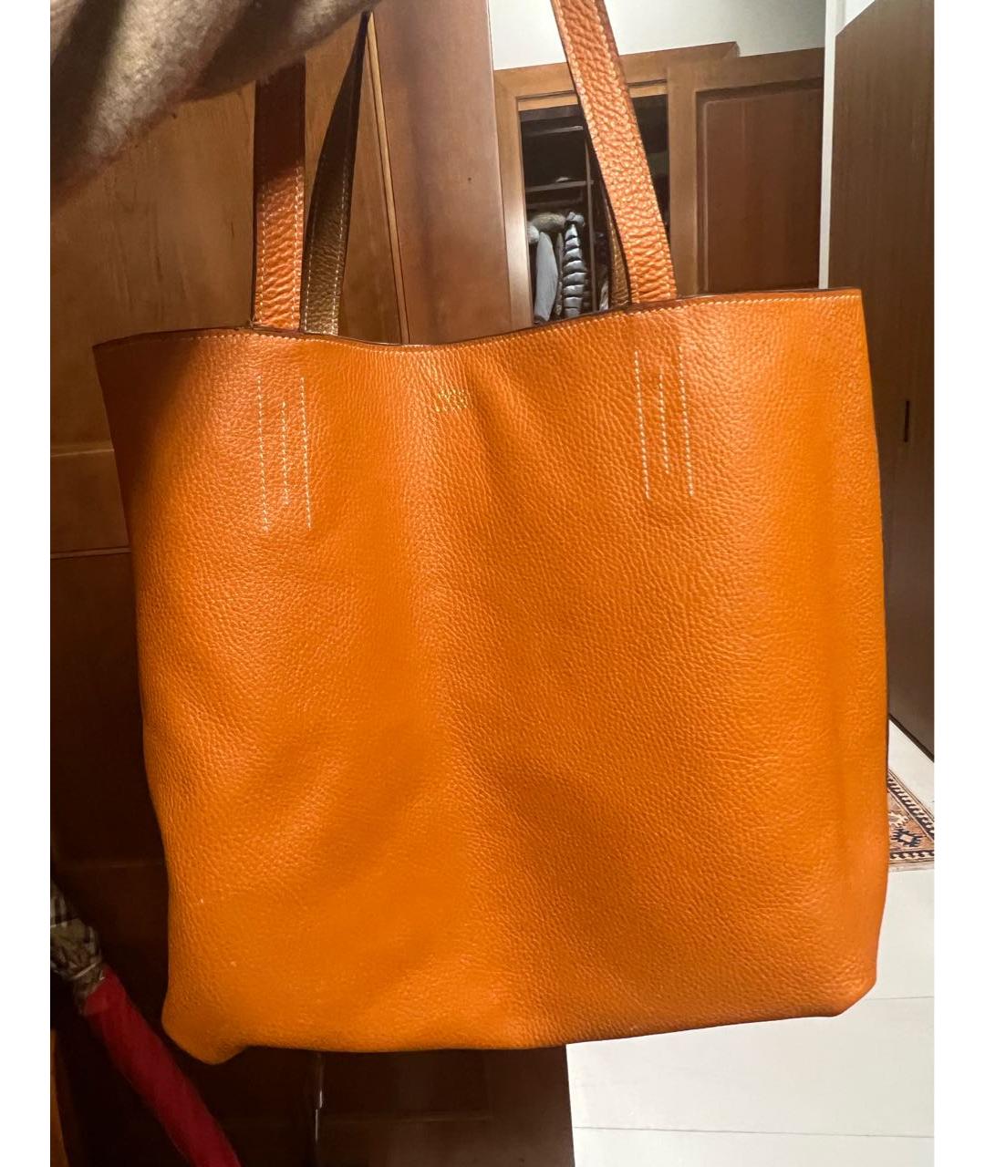 HERMES PRE-OWNED Оранжевая кожаная сумка тоут, фото 2