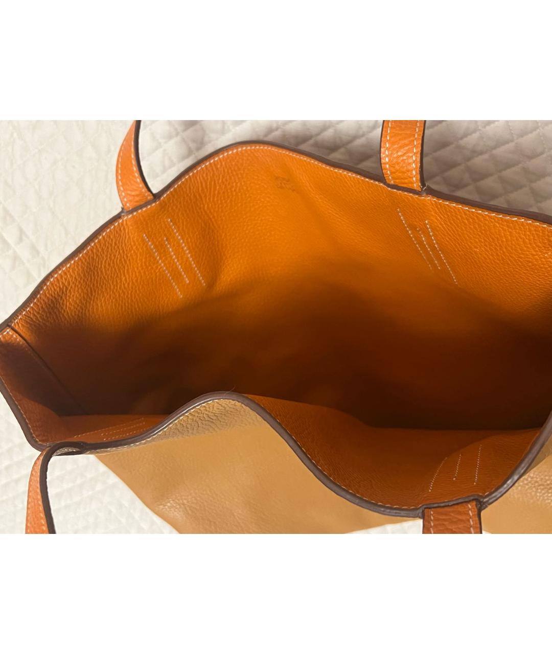 HERMES PRE-OWNED Оранжевая кожаная сумка тоут, фото 3