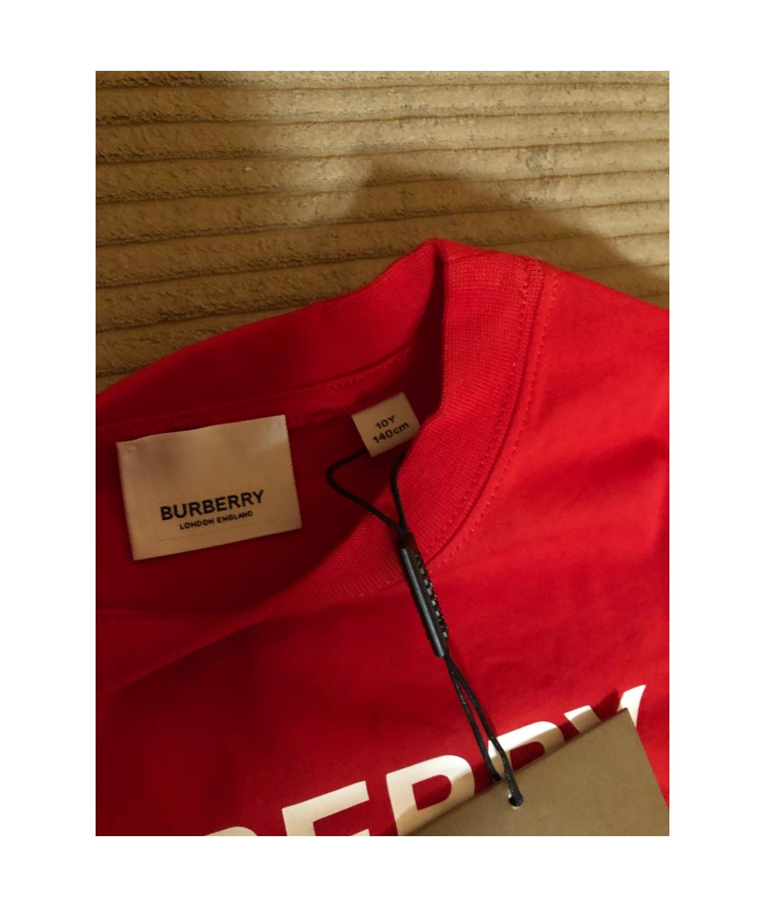 BURBERRY Красный хлопковый детская футболка / топ, фото 2