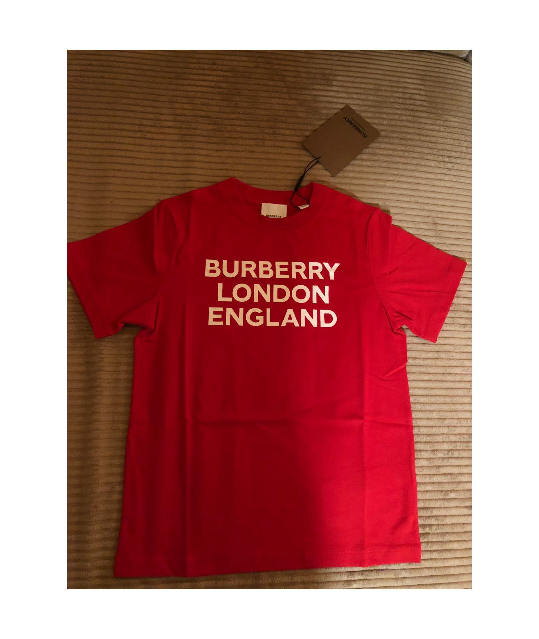 BURBERRY Красный хлопковый детская футболка / топ, фото 3