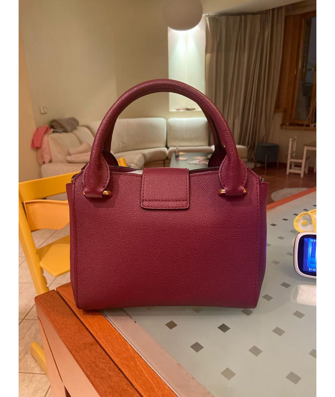 BURBERRY Бордовая кожаная сумка через плечо, фото 3