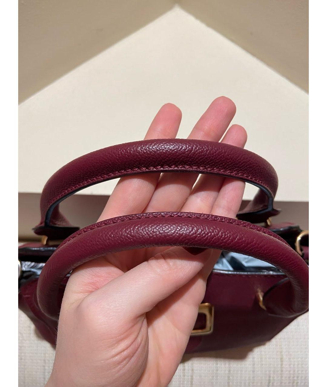 BURBERRY Бордовая кожаная сумка через плечо, фото 4