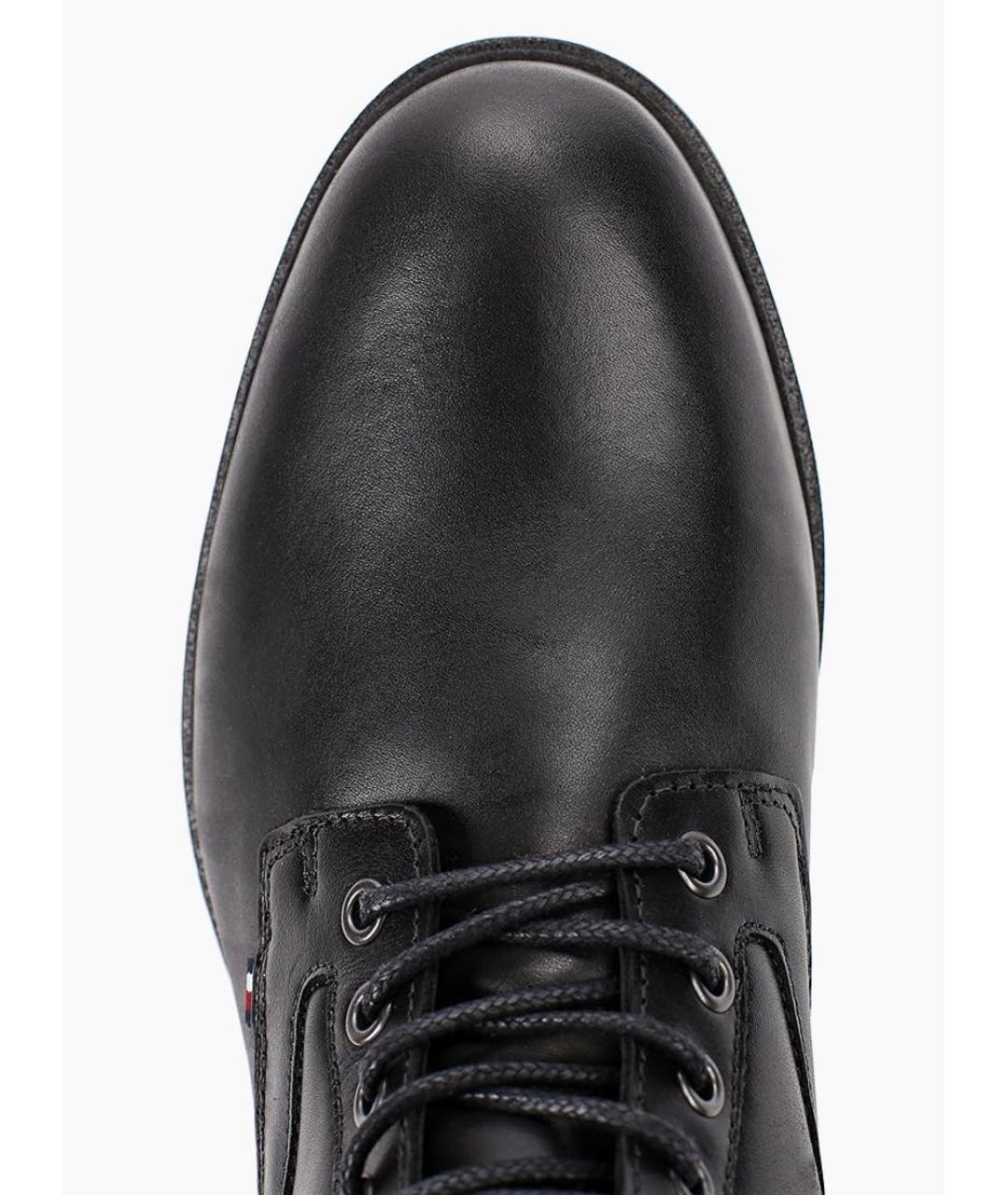 TOMMY HILFIGER Черные кожаные высокие ботинки, фото 3