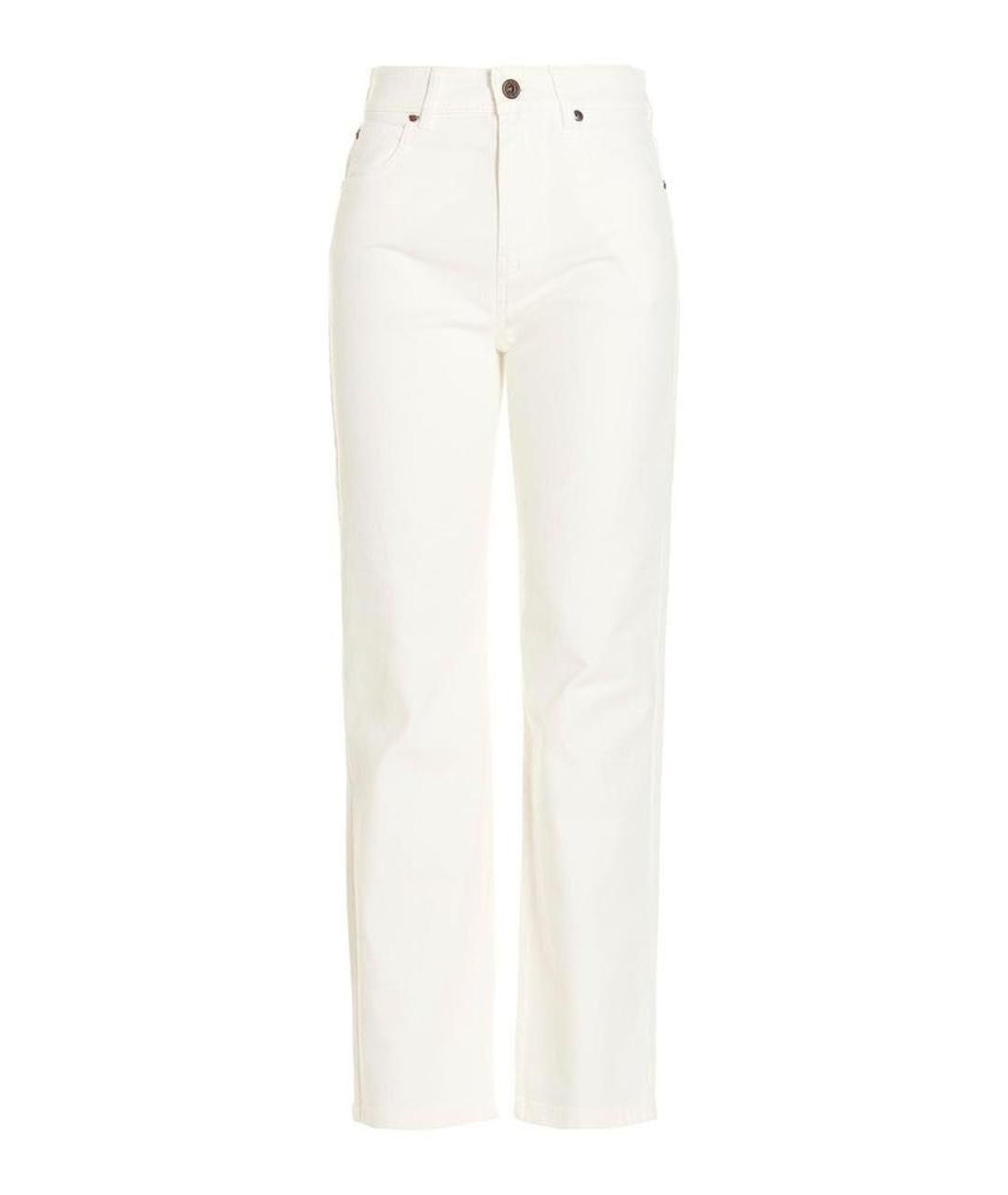 WEEKEND MAX MARA Белые хлопковые прямые джинсы, фото 7