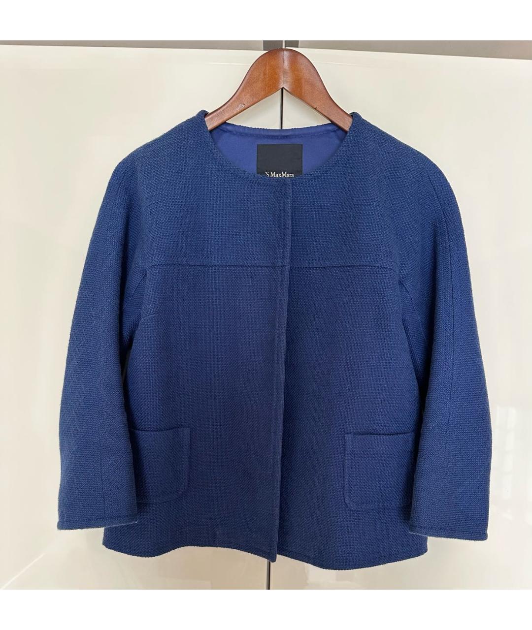 'S MAX MARA Синий хлопковый жакет/пиджак, фото 9