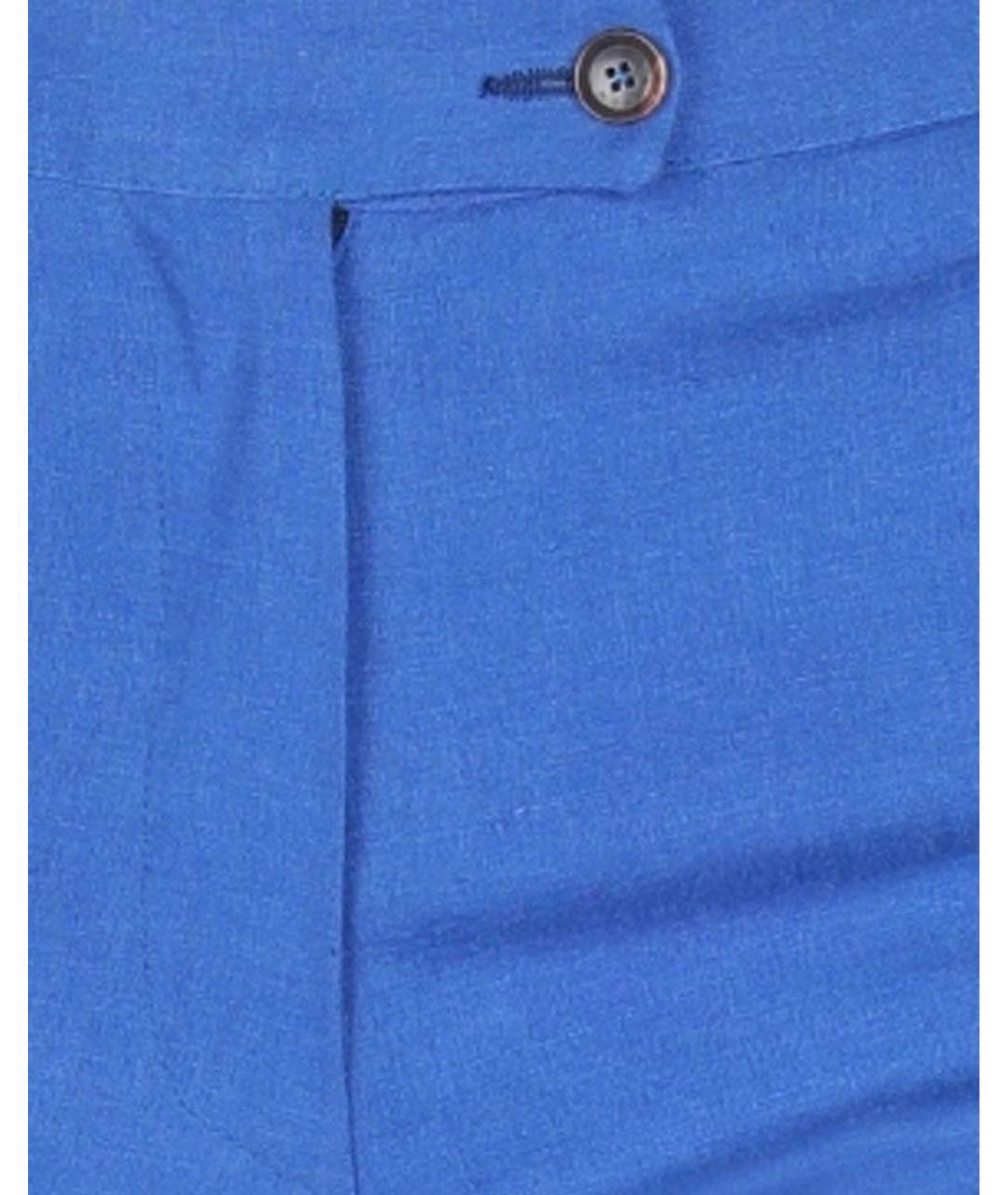 KITON Синие льняные прямые брюки, фото 4
