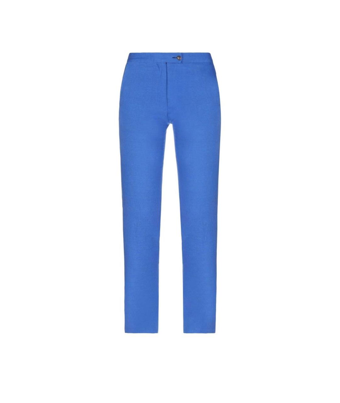 KITON Синие льняные прямые брюки, фото 1