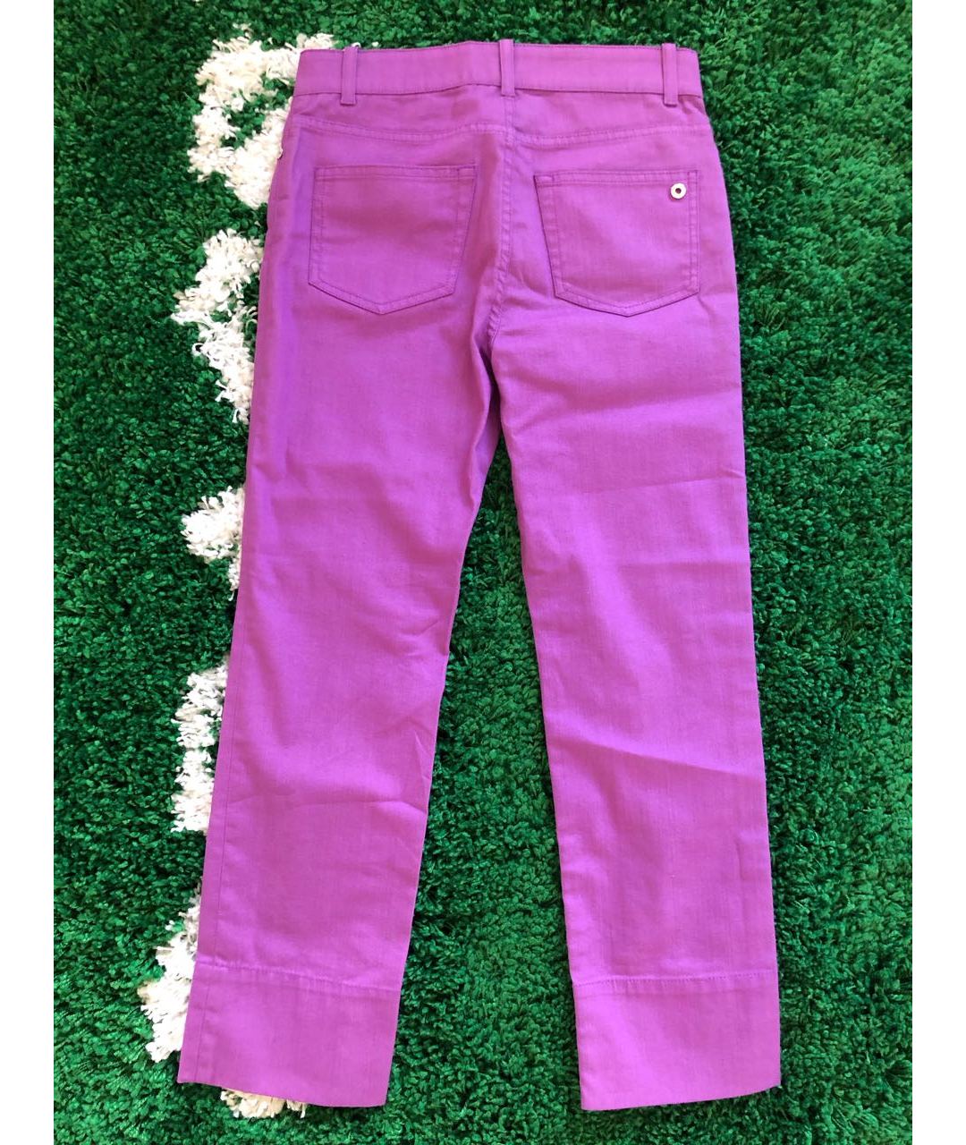 LORO PIANA Фиолетовые хлопко-эластановые прямые брюки, фото 2