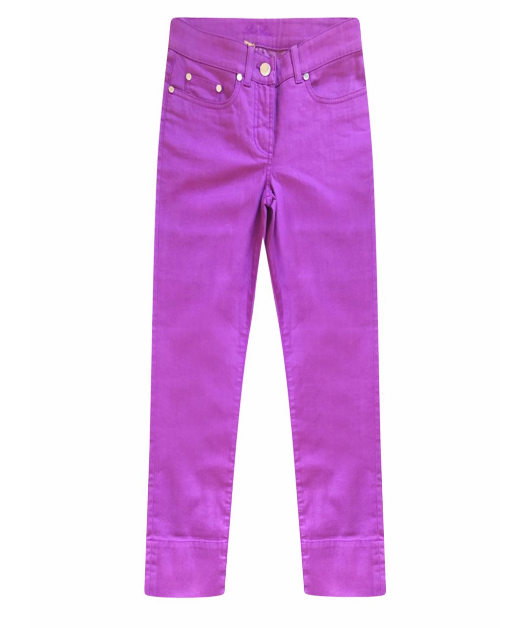 LORO PIANA Фиолетовые хлопко-эластановые прямые брюки, фото 1