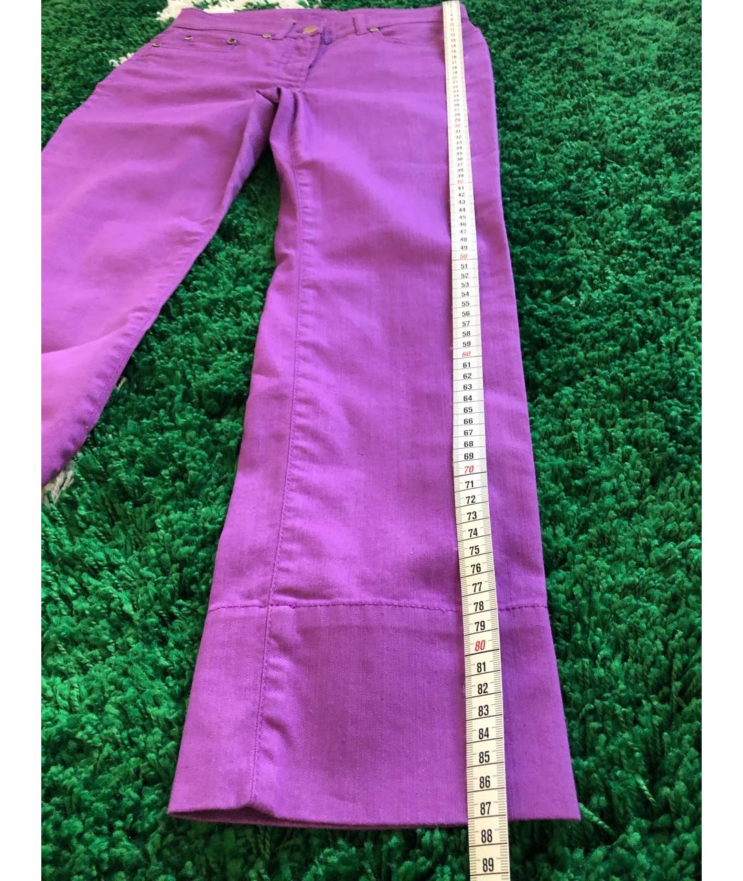 LORO PIANA Фиолетовые хлопко-эластановые прямые брюки, фото 7