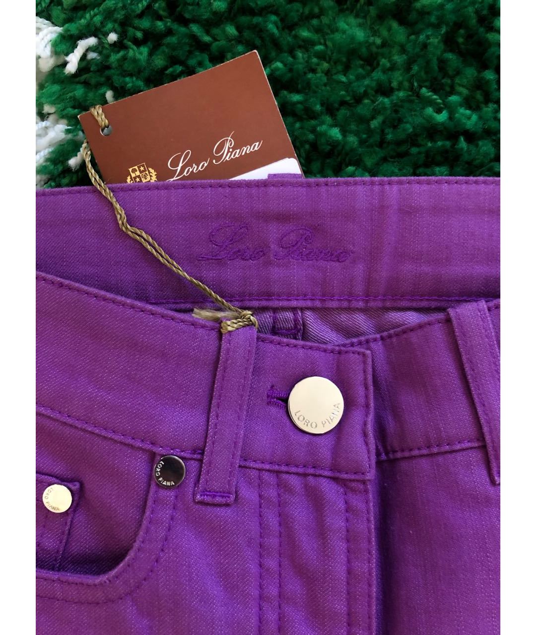 LORO PIANA Фиолетовые хлопко-эластановые прямые брюки, фото 4