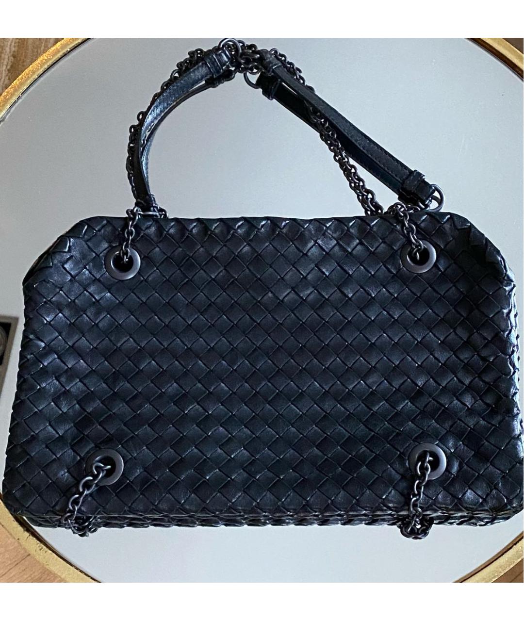 BOTTEGA VENETA Черная кожаная сумка с короткими ручками, фото 3