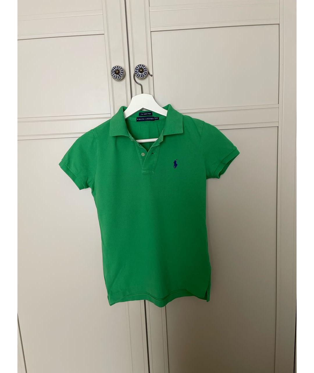 RALPH LAUREN Зеленая хлопковая футболка, фото 5