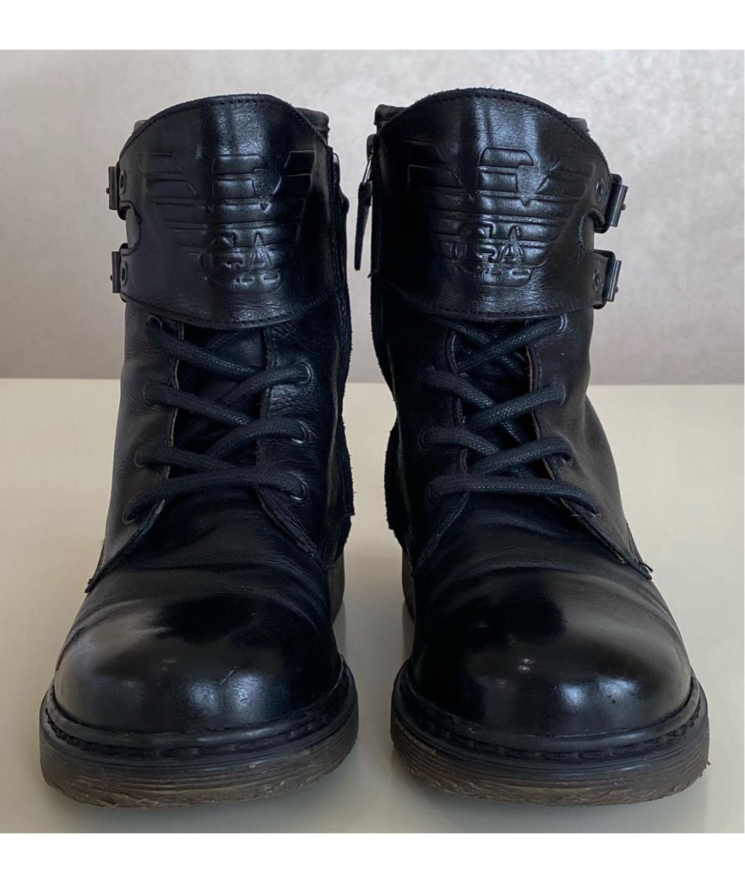 GIORGIO ARMANI Черные кожаные ботинки, фото 3