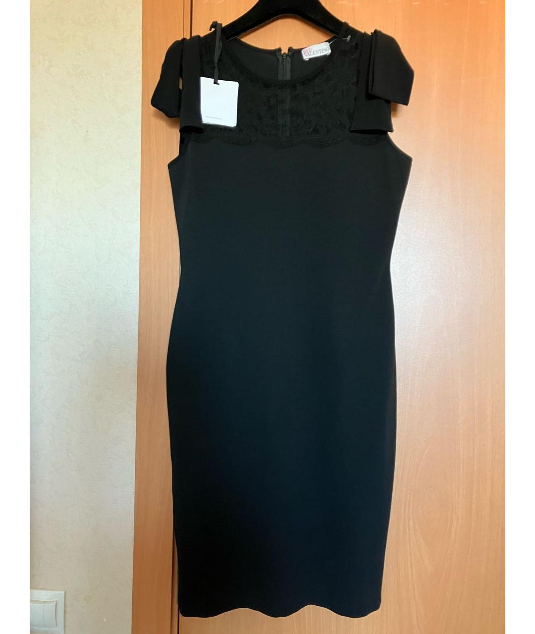 RED VALENTINO Черное вискозное платье, фото 8