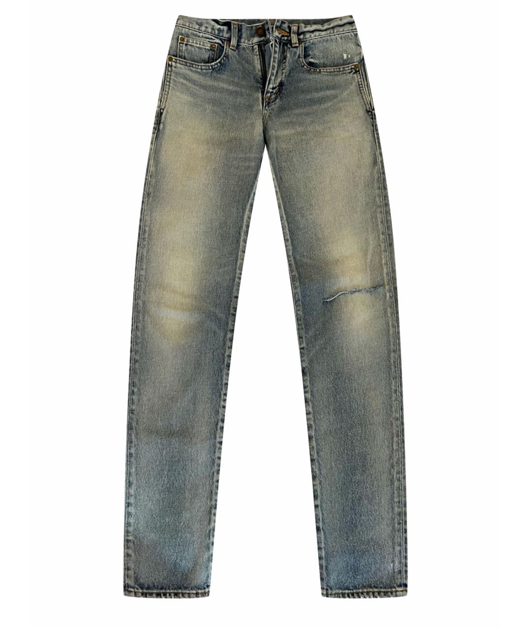SAINT LAURENT Голубые хлопковые прямые джинсы, фото 1