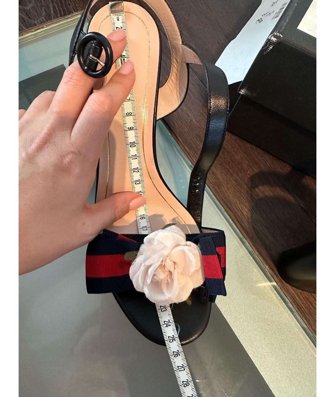 GUCCI Черные кожаные босоножки, фото 6