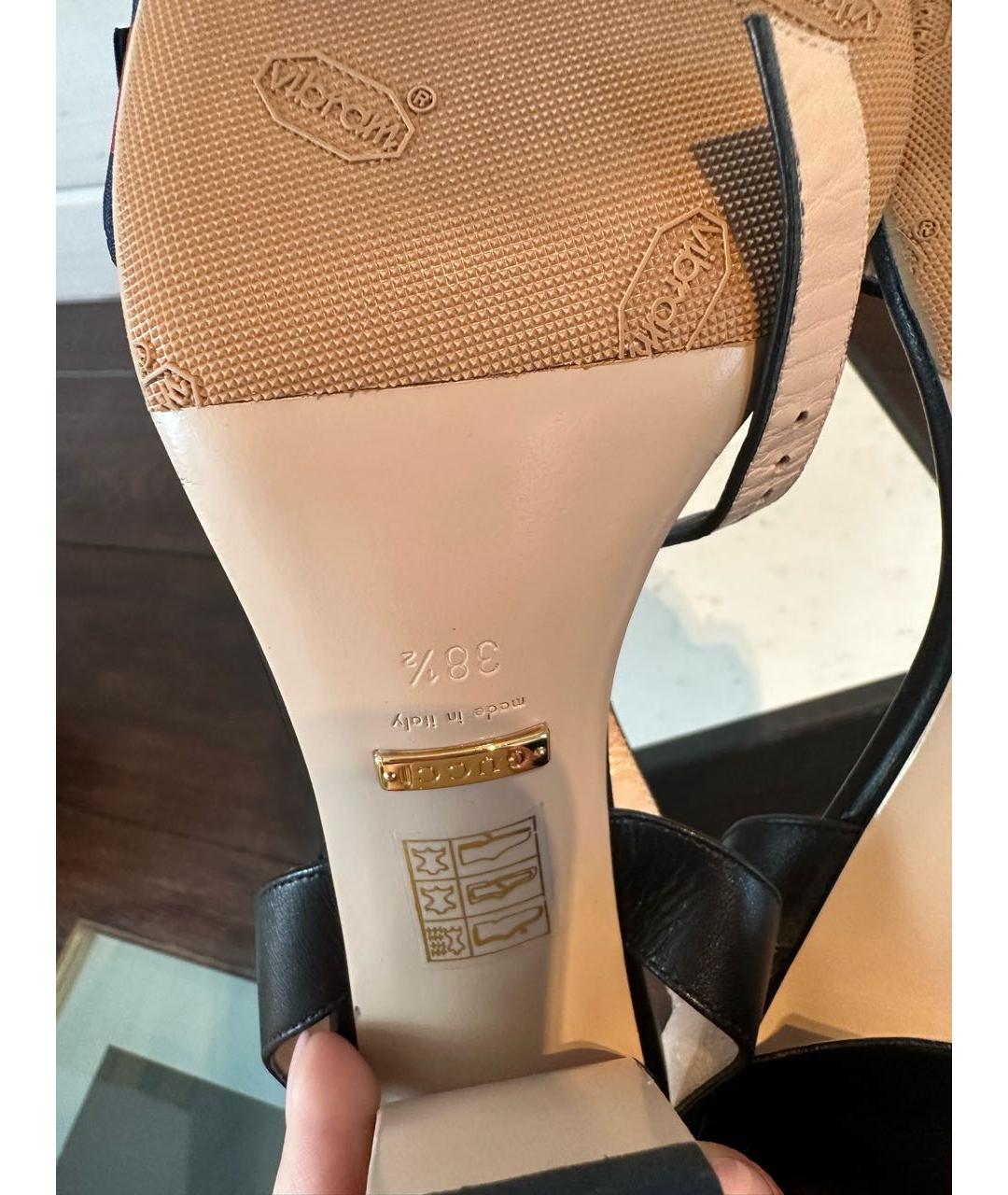 GUCCI Черные кожаные босоножки, фото 7