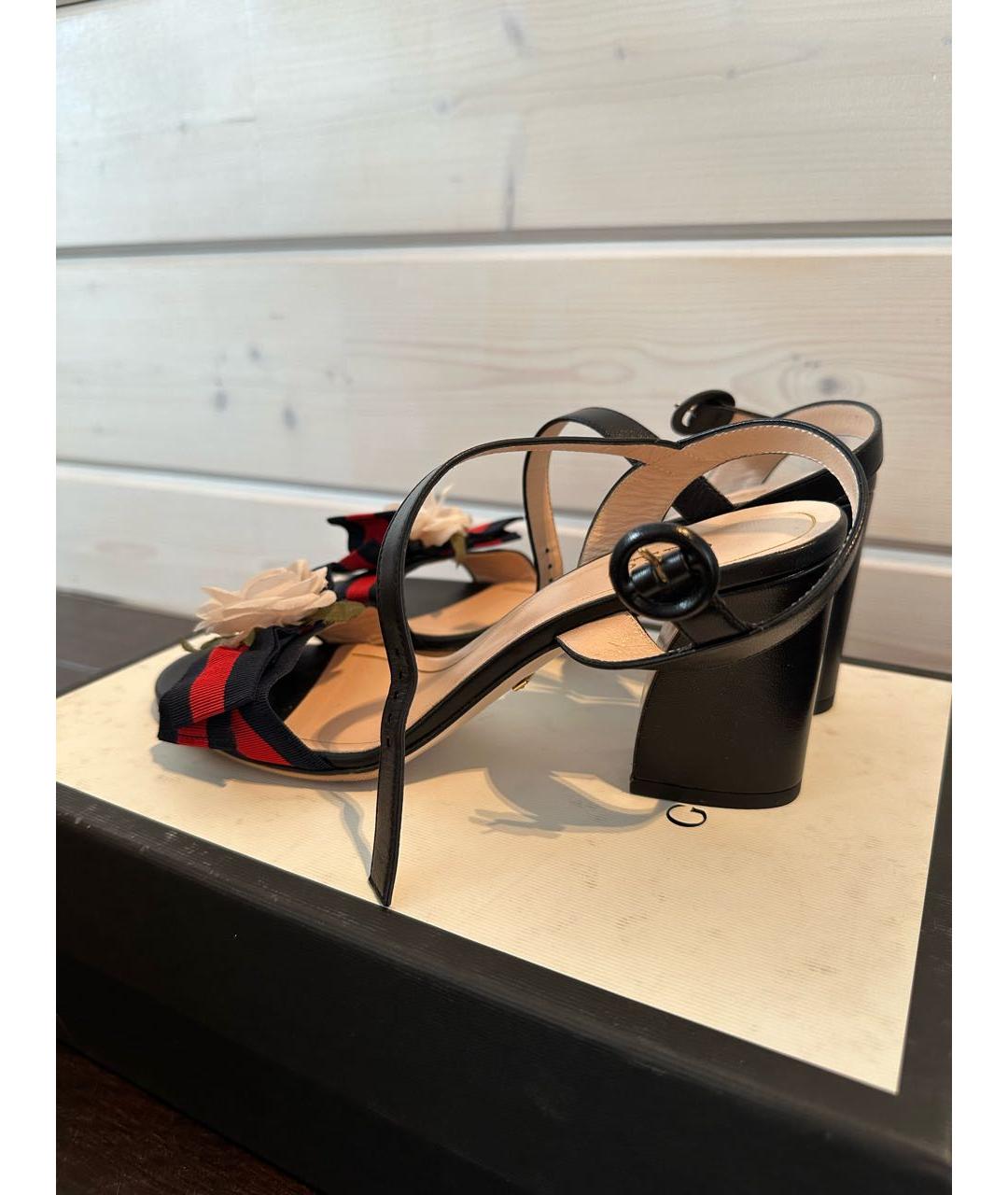 GUCCI Черные кожаные босоножки, фото 5