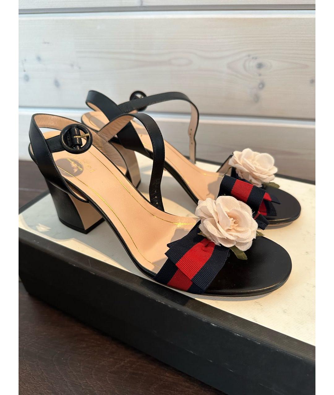 GUCCI Черные кожаные босоножки, фото 2