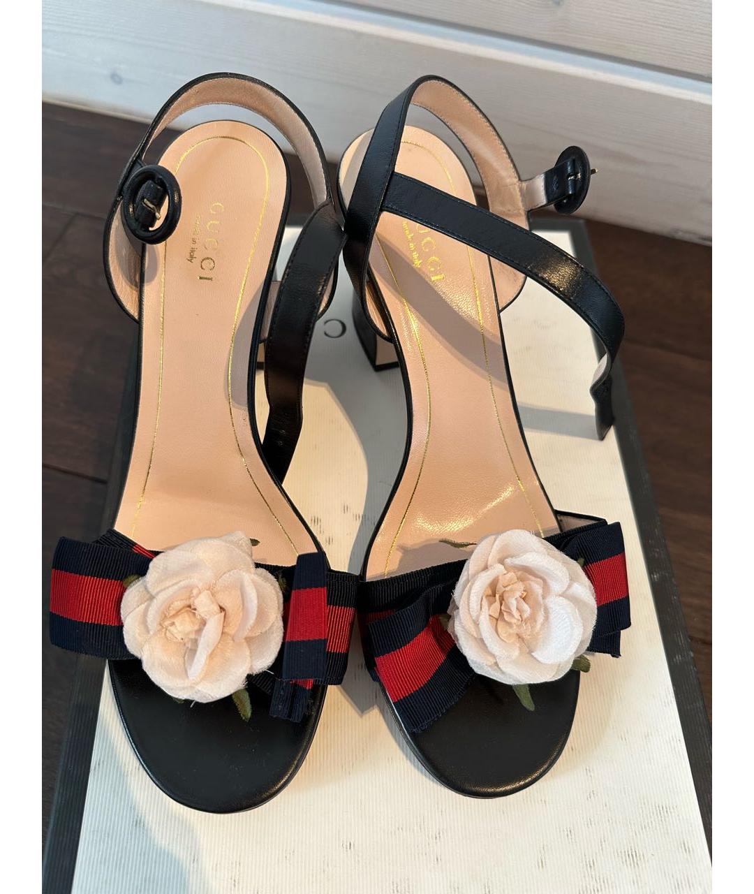 GUCCI Черные кожаные босоножки, фото 3