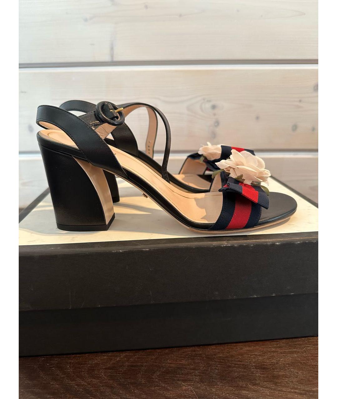GUCCI Черные кожаные босоножки, фото 9