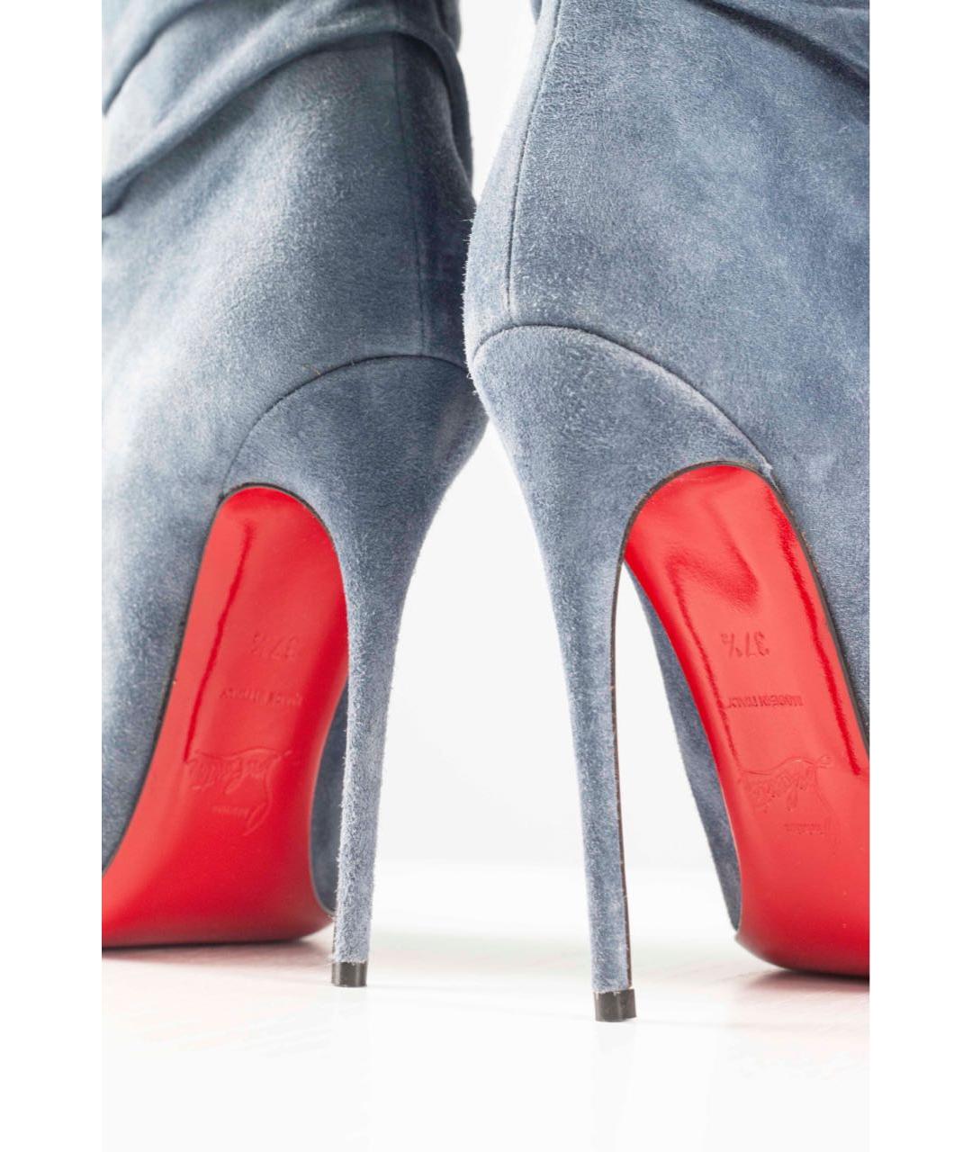 CHRISTIAN LOUBOUTIN Голубые замшевые ботильоны, фото 7