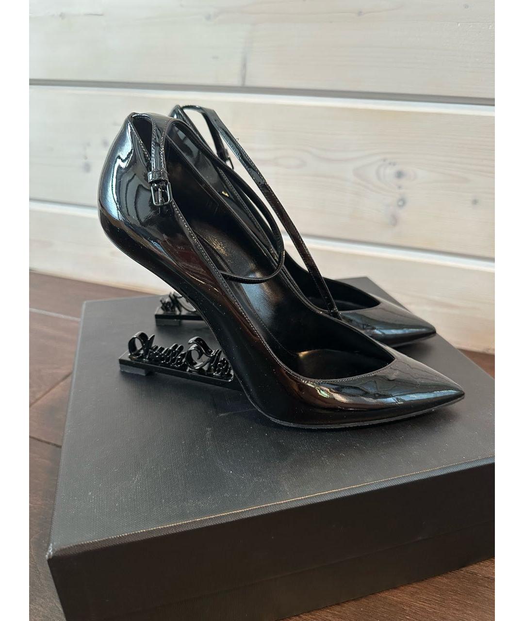 SAINT LAURENT Черные туфли из лакированной кожи, фото 2
