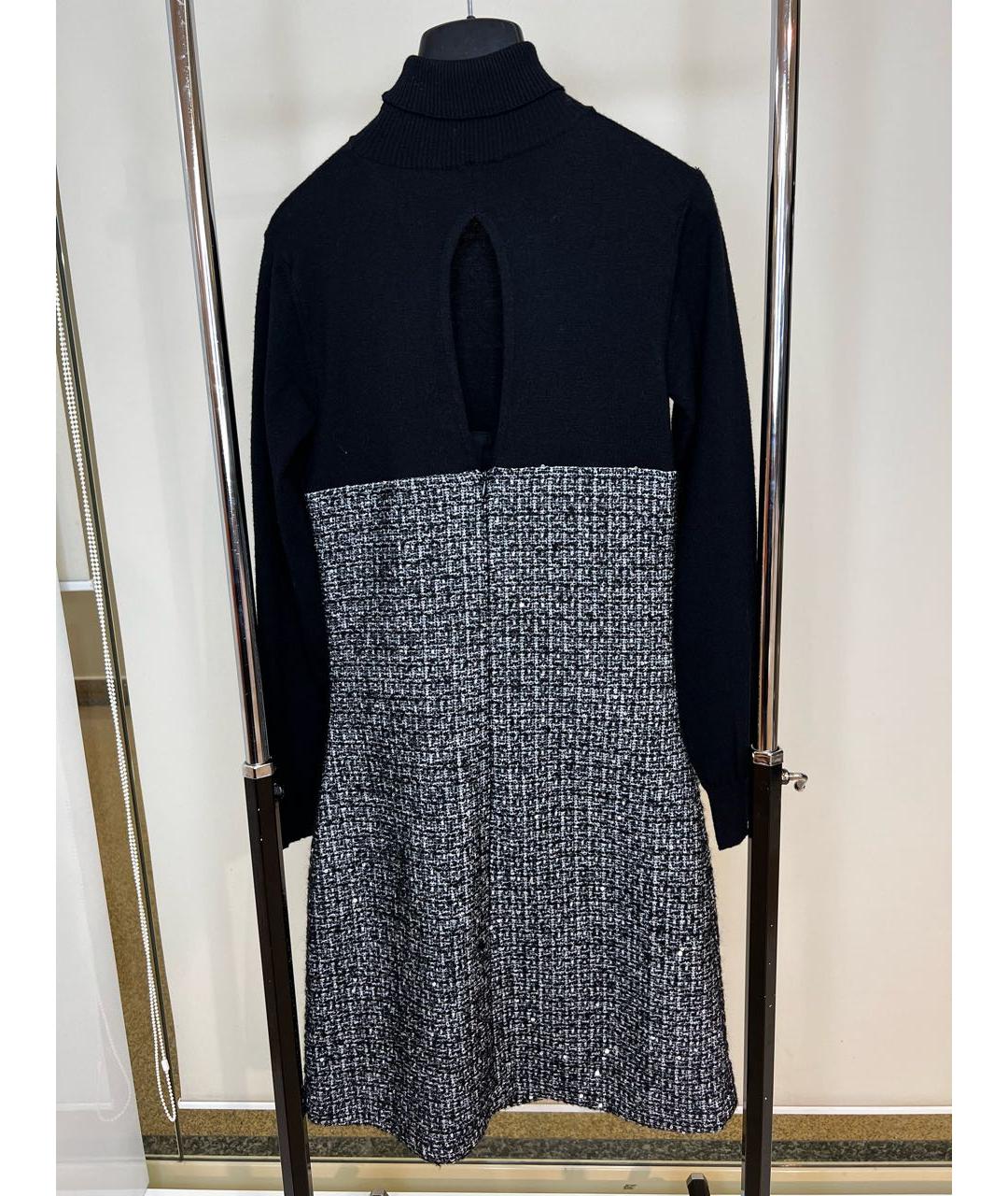 GAELLE BONHEUR Черное твидовое повседневное платье, фото 2