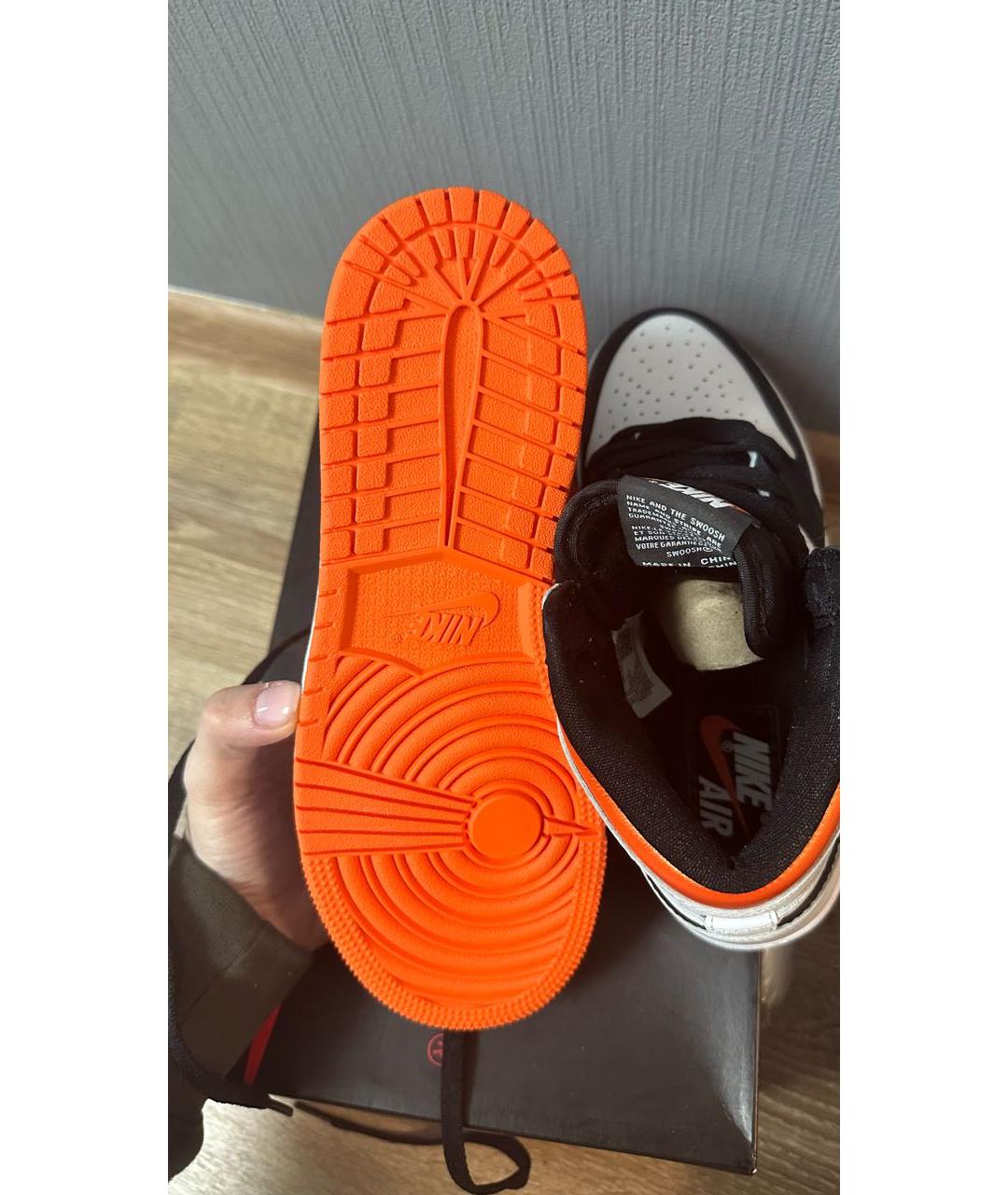 JORDAN Оранжевое высокие кроссовки / кеды из искусственной кожи, фото 6