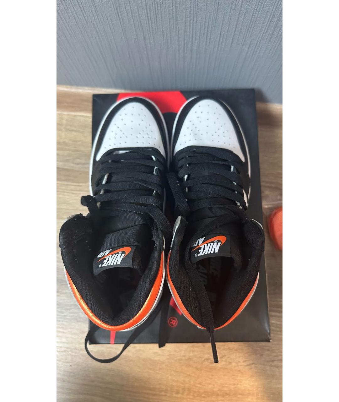 JORDAN Оранжевое высокие кроссовки / кеды из искусственной кожи, фото 3