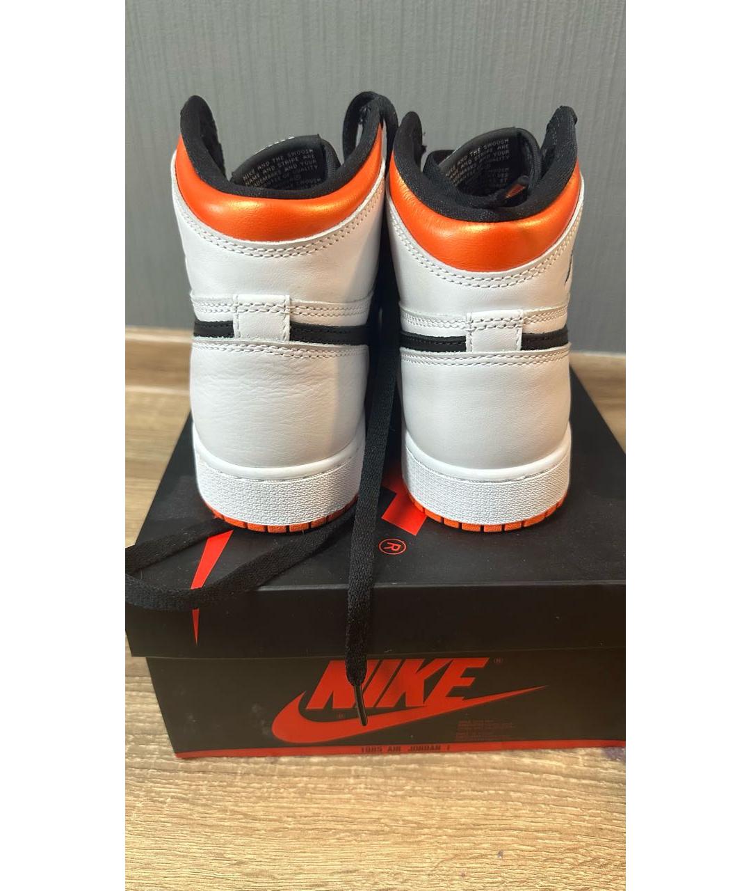 JORDAN Оранжевое высокие кроссовки / кеды из искусственной кожи, фото 4