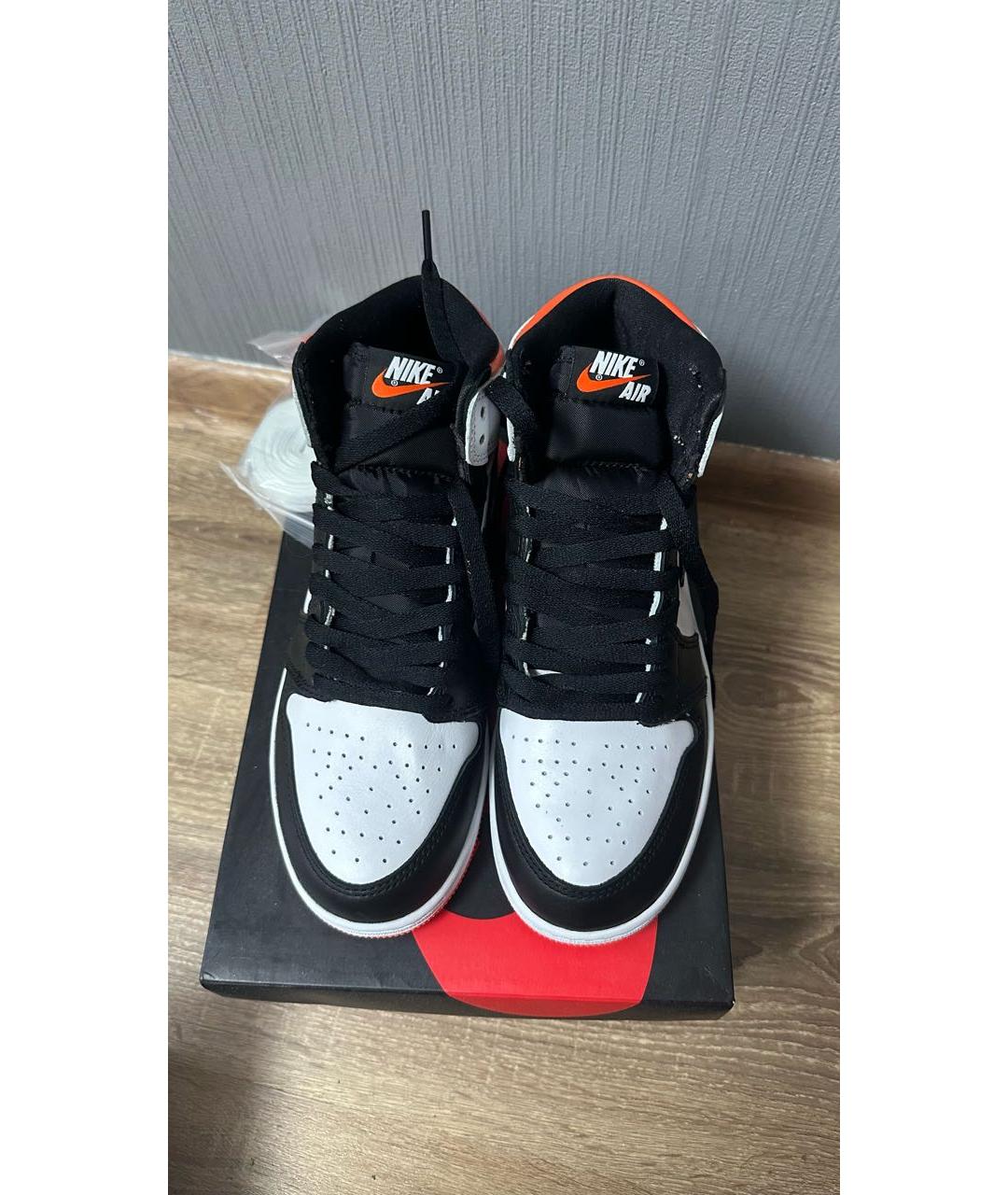 JORDAN Оранжевое высокие кроссовки / кеды из искусственной кожи, фото 2