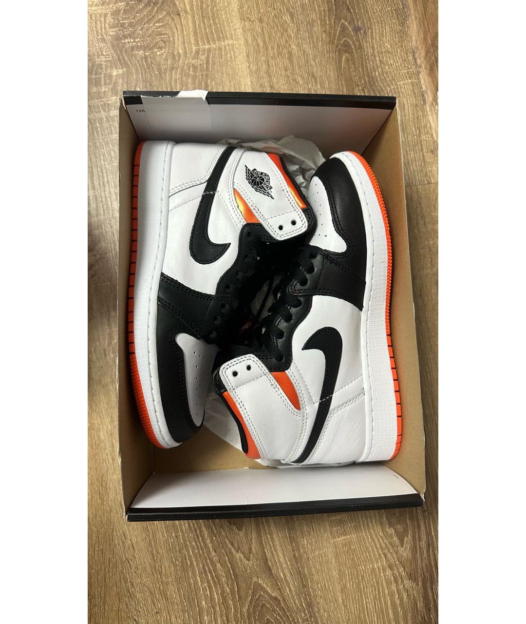 JORDAN Оранжевое высокие кроссовки / кеды из искусственной кожи, фото 5