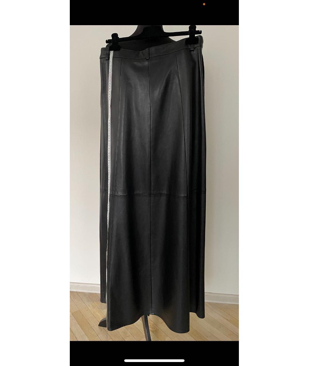 SAINT LAURENT Черная кожаная юбка макси, фото 4