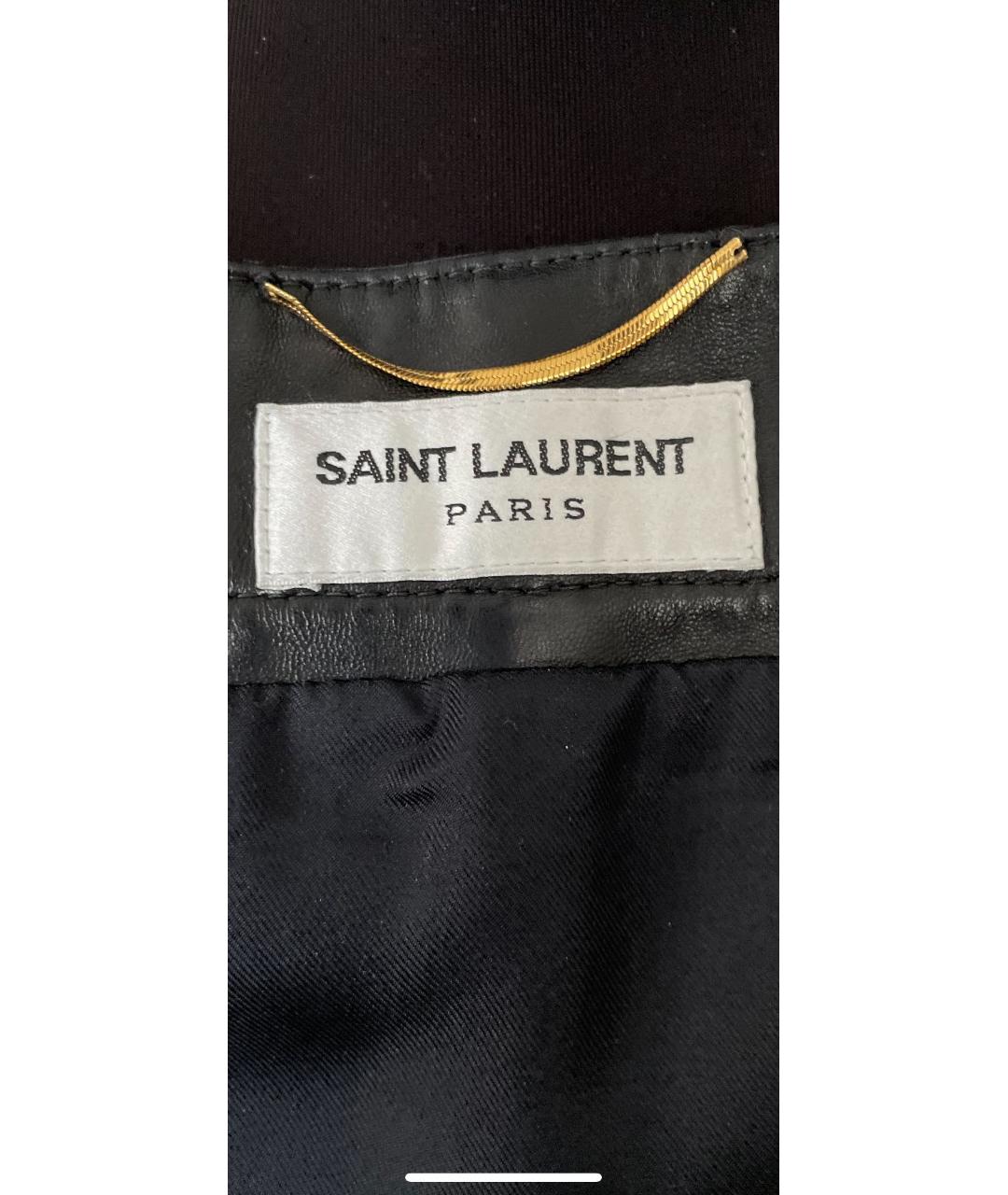 SAINT LAURENT Черная кожаная юбка макси, фото 3