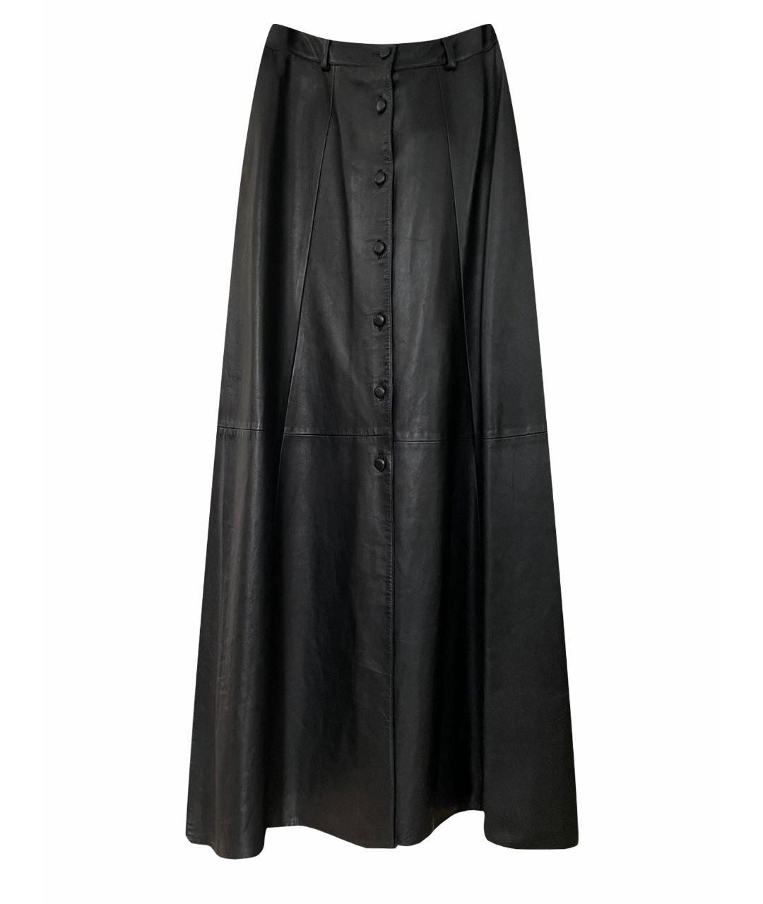 SAINT LAURENT Черная кожаная юбка макси, фото 1