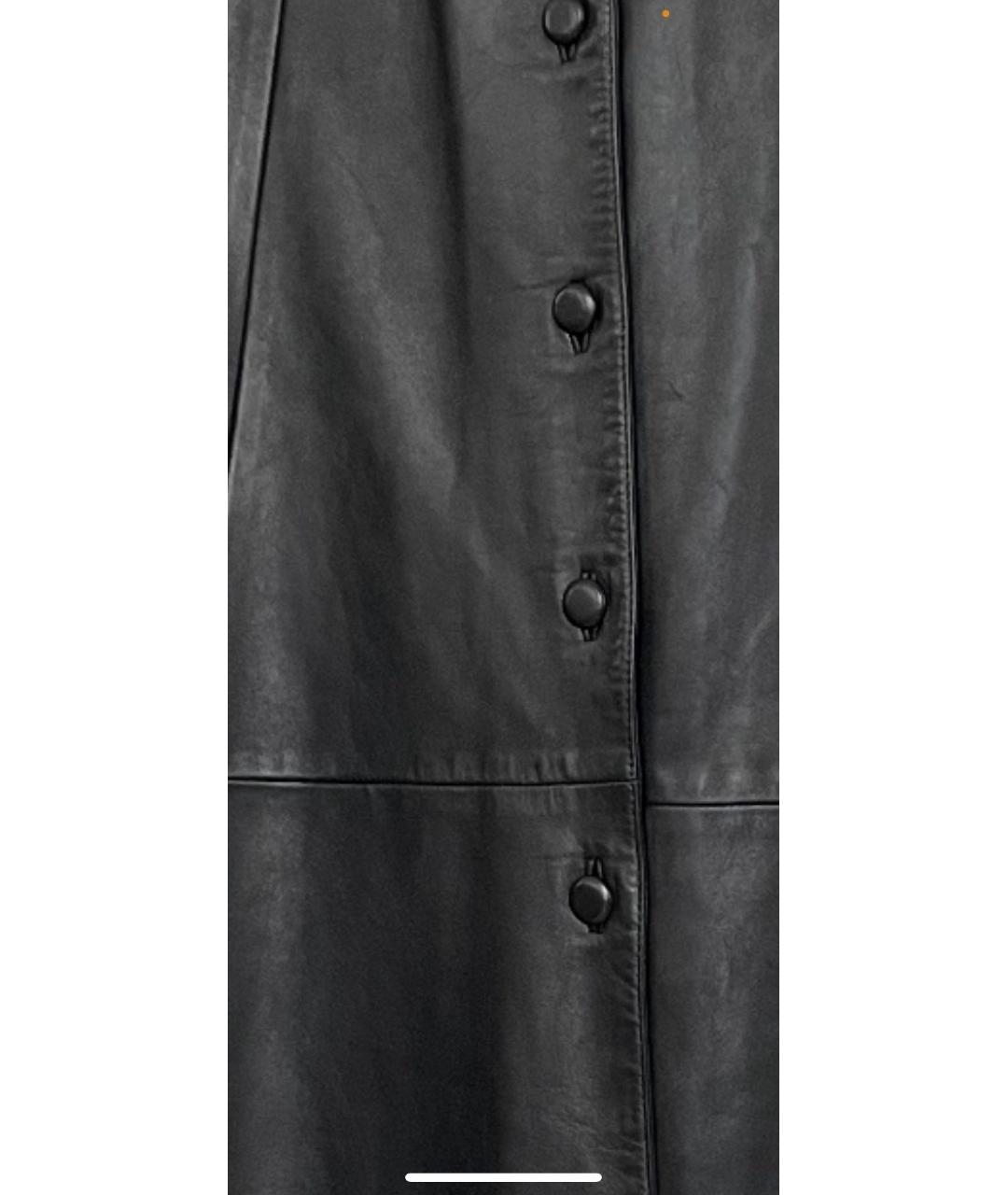 SAINT LAURENT Черная кожаная юбка макси, фото 2