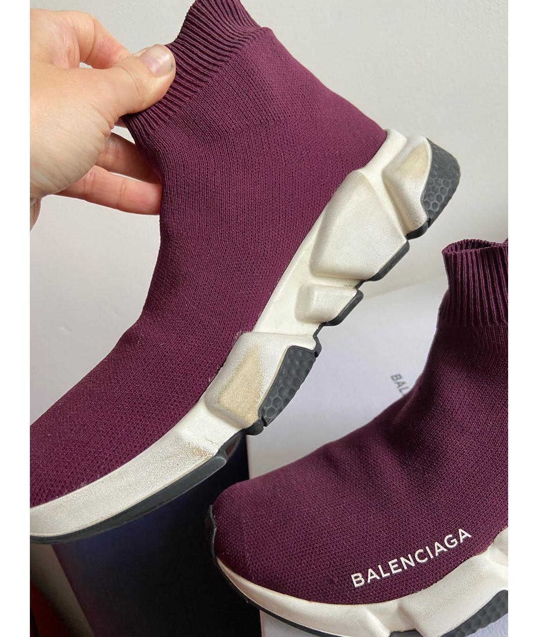 BALENCIAGA Бордовые текстильные кроссовки, фото 4