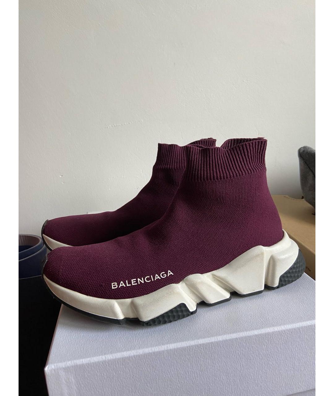 BALENCIAGA Бордовые текстильные кроссовки, фото 7