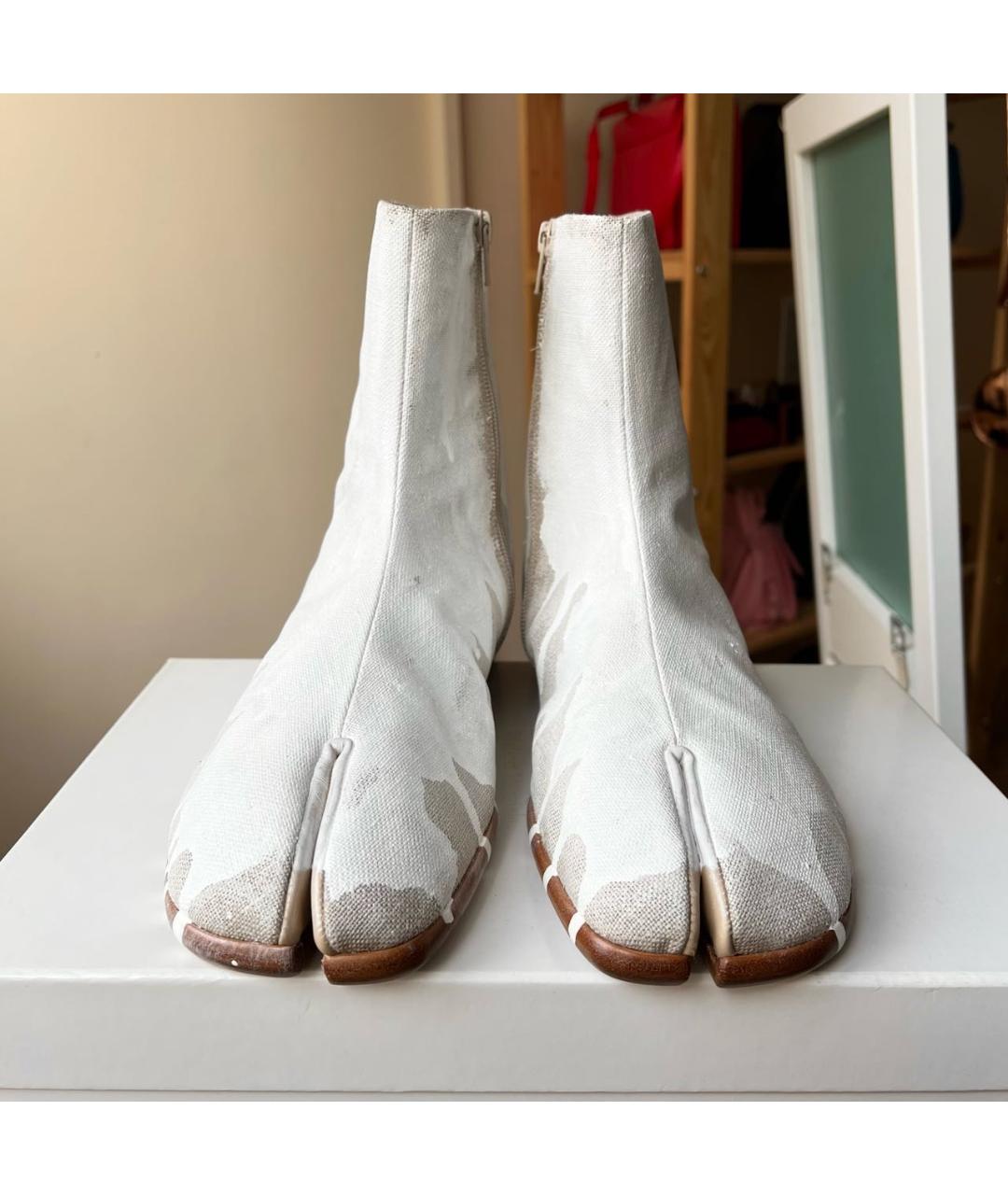 MAISON MARGIELA Бежевые текстильные высокие ботинки, фото 3