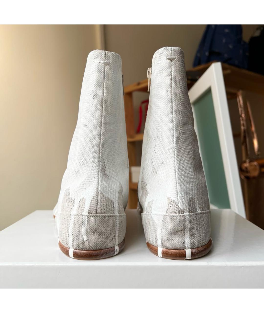 MAISON MARGIELA Бежевые текстильные высокие ботинки, фото 7