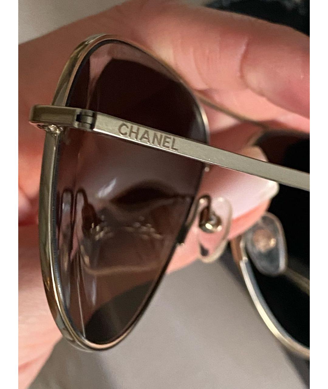 CHANEL PRE-OWNED Золотые металлические солнцезащитные очки, фото 4