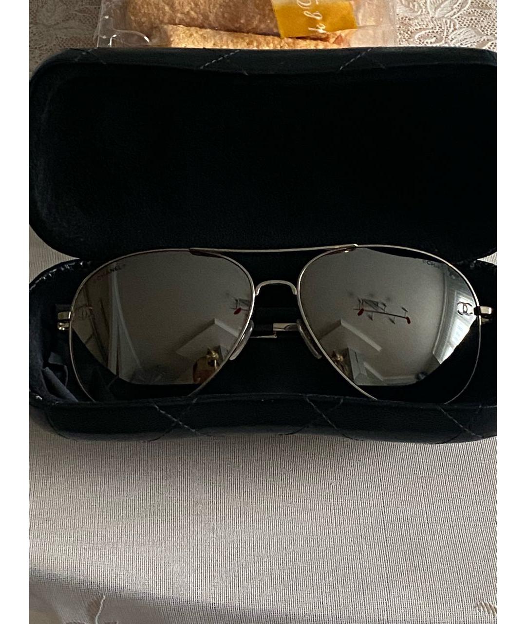 CHANEL Золотые металлические солнцезащитные очки, фото 8