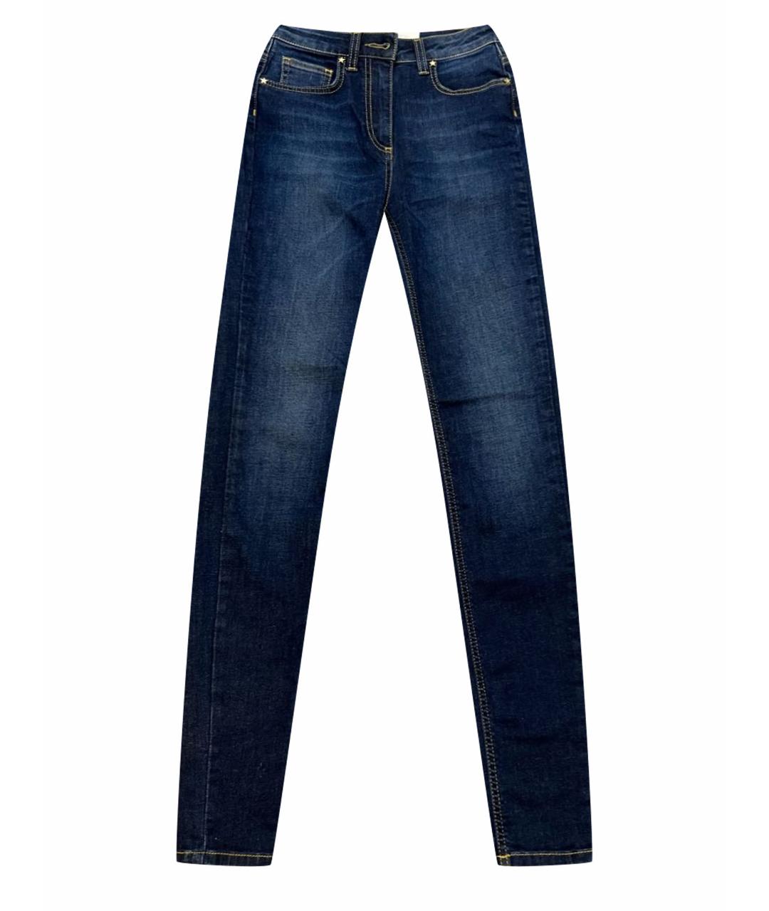 ELISABETTA FRANCHI Синие хлопко-эластановые прямые джинсы, фото 1
