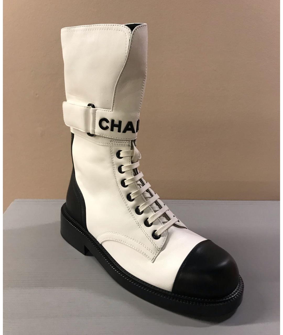 CHANEL Белые кожаные ботинки, фото 2
