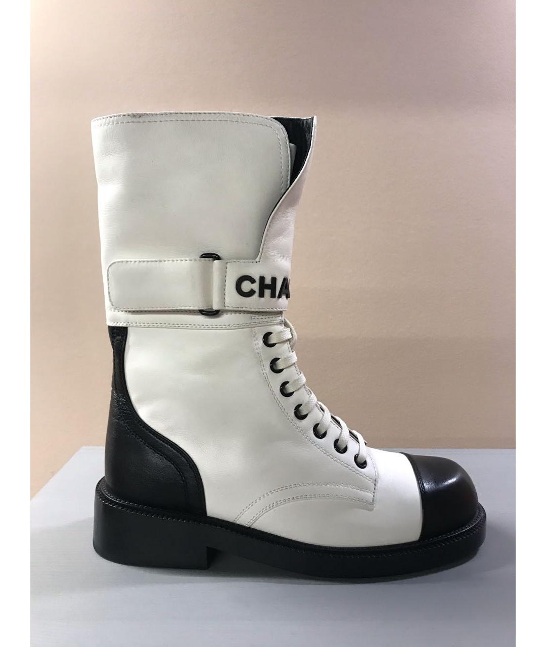 CHANEL Белые кожаные ботинки, фото 6