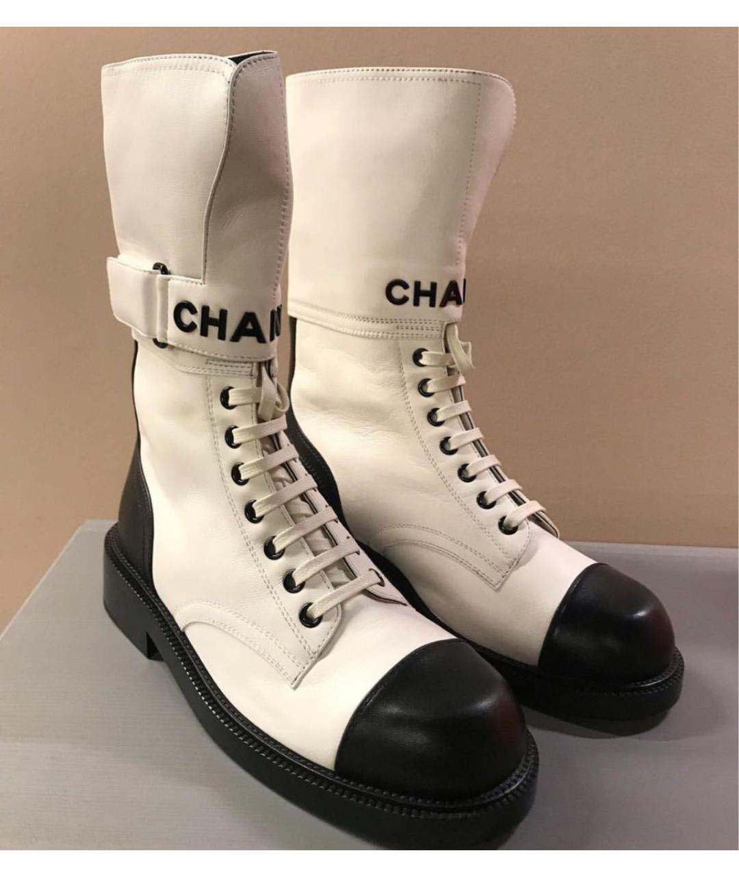 CHANEL Белые кожаные ботинки, фото 4