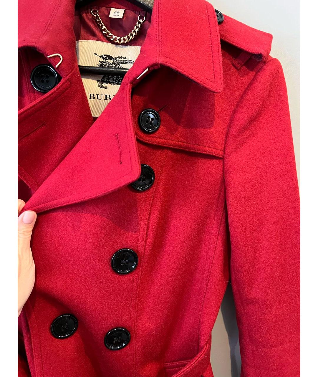 BURBERRY Красное кашемировое пальто, фото 4