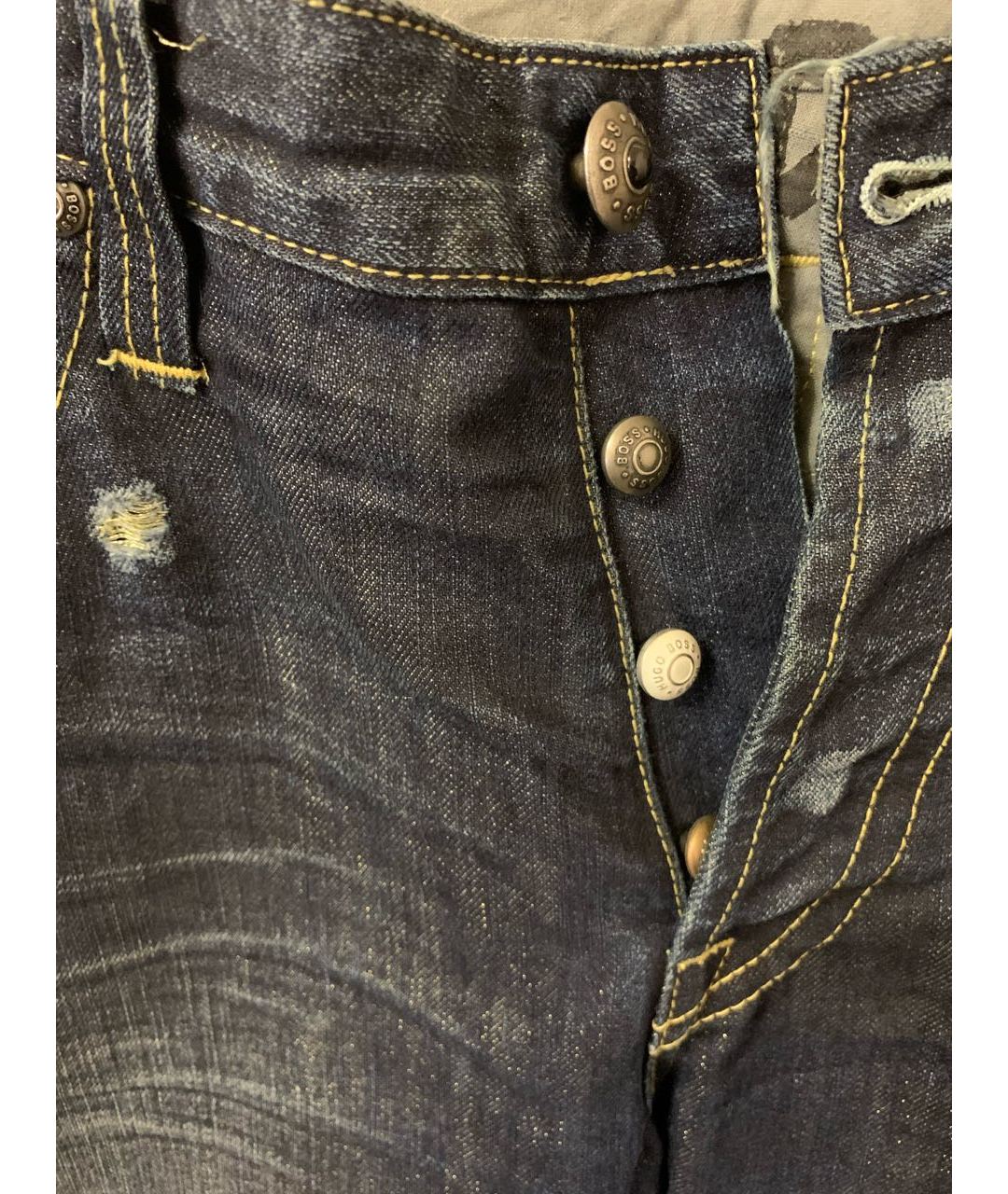 HUGO BOSS Темно-синие хлопковые прямые джинсы, фото 3
